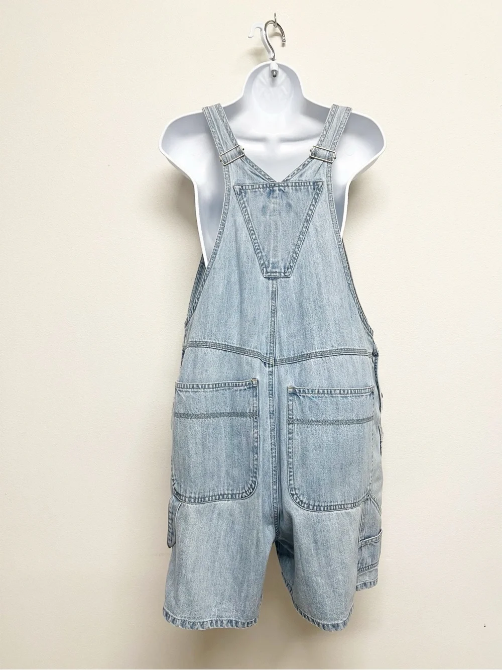 Honors Womens Vintage 90s Y2K Light Wash Denim Carpenter Utility Short Overalls - Picture 5 of 9